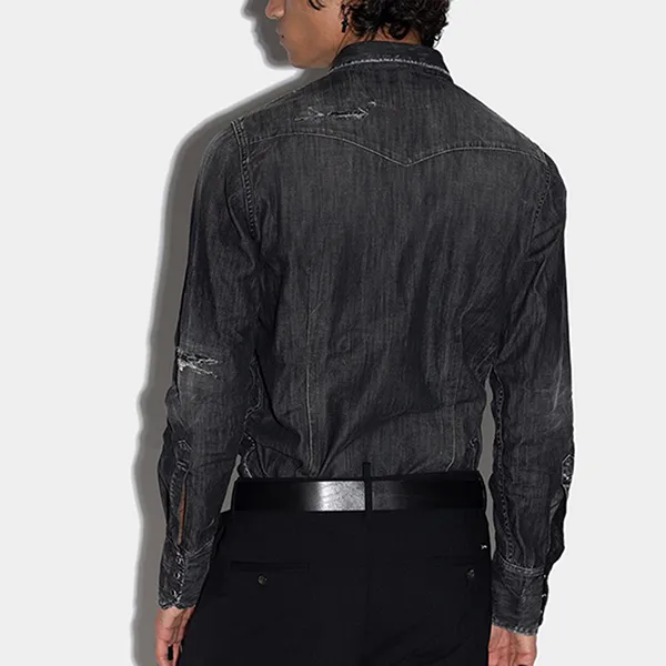 Áo Sơ Mi Nam Dsquared2 Classic Western Shirt S74DM0700S30826_900 Màu Xám Đen - Thời trang - Vua Hàng Hiệu