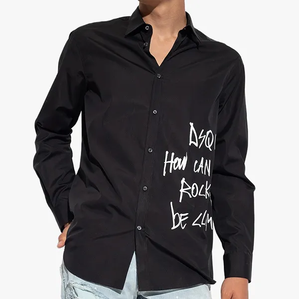 Áo Sơ Mi Nam Dsquared2 Relaxed Dan Graffiti Men's Long Sleeved Turn Down Collar Shirt S71DM0669 Màu Đen - Thời trang - Vua Hàng Hiệu