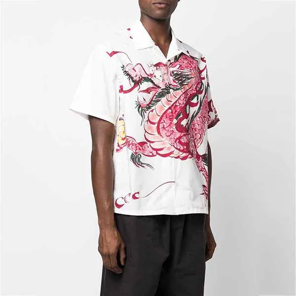 Áo Sơ Mi Nam KenZo Dragon Graphic Print Cotton Shirt Màu Trắng Hoạ Tiết - Thời trang - Vua Hàng Hiệu
