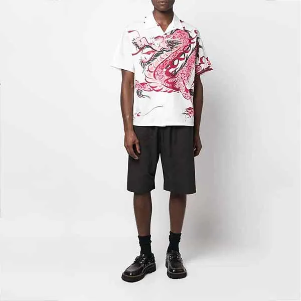 Áo Sơ Mi Nam KenZo Dragon Graphic Print Cotton Shirt Màu Trắng Hoạ Tiết - Thời trang - Vua Hàng Hiệu