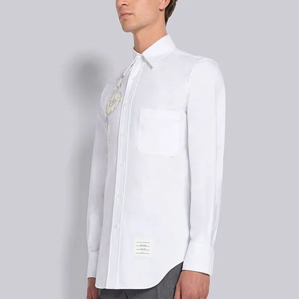 Áo Sơ Mi Nam Thom Browne Madras Flower Patch Applique Point Collar Shirt MWL001EE0322996 Màu Trắng - Thời trang - Vua Hàng Hiệu