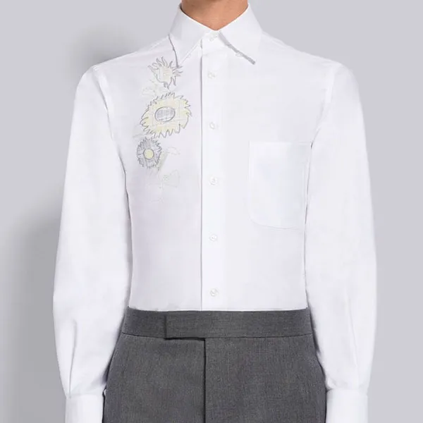 Áo Sơ Mi Nam Thom Browne Madras Flower Patch Applique Point Collar Shirt MWL001EE0322996 Màu Trắng - Thời trang - Vua Hàng Hiệu