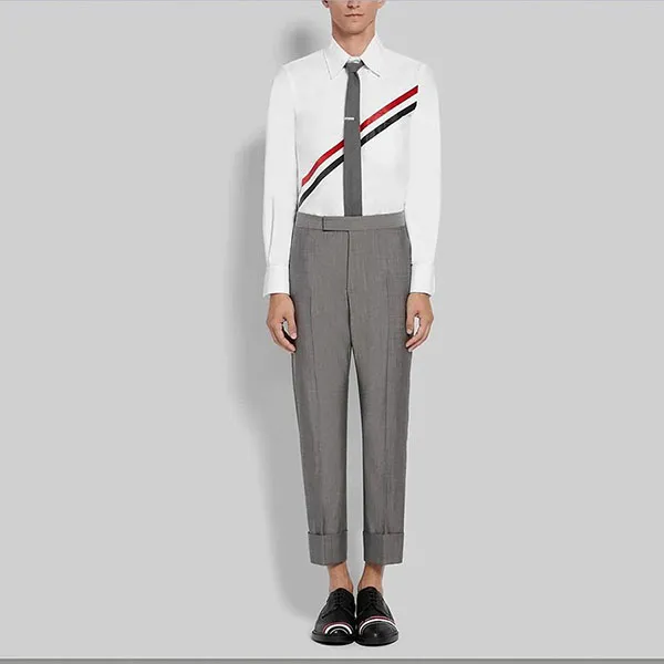 Áo Sơ Mi Nam Thom Browne Oxford Printed Stripe Straight Fit Long Sleeve Shirt MWL272P06177100 Màu Trắng - Thời trang - Vua Hàng Hiệu