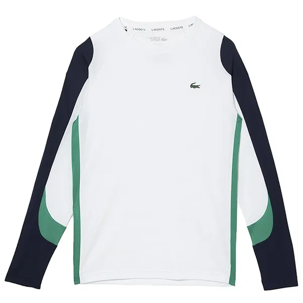 Áo Thun Dài Tay Nam Lacoste TH9419 Sport Tennis T-Shirt Màu Xanh Trắng