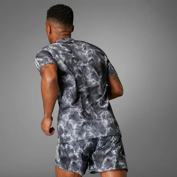 Áo Thun Nam Adidas Track And Field/Running Short Sleeve Tshirt IB6394 Màu Đen Hoạ Tiết Size S