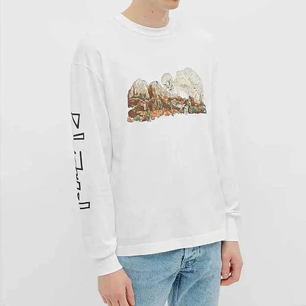 Áo Thun Nam Palm Angels Desert Skull Long Sleeve Multicolor Shirt Màu Trắng Hoạ Tiết