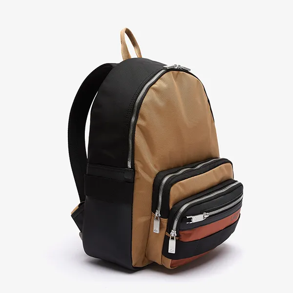 Balo Nam Lacoste Men’s L On The Go Multiple Pockets Canvas Backpack NH3657TN Màu Nâu Đen