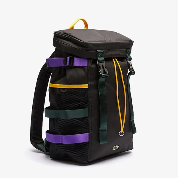 Balo Nam Lacoste Men’s L Outfit Clip Flap & Multicolor Accents Canvas Backpack NH3676LW Màu Đen