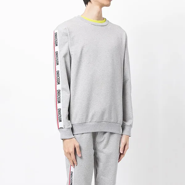 Bộ Quần Áo Nỉ Nam Moschino Logo-Tape Crew Neck Sweatshirt Màu Xám Size S - Thời trang - Vua Hàng Hiệu