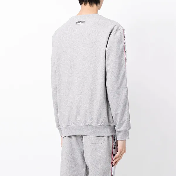 Bộ Quần Áo Nỉ Nam Moschino Logo-Tape Crew Neck Sweatshirt Màu Xám Size S - Thời trang - Vua Hàng Hiệu