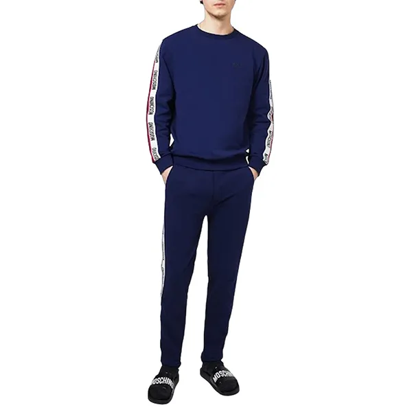 Bộ Quần Áo Nỉ Nam Moschino Taped Sweatshirt Màu Xanh Size M - Thời trang - Vua Hàng Hiệu