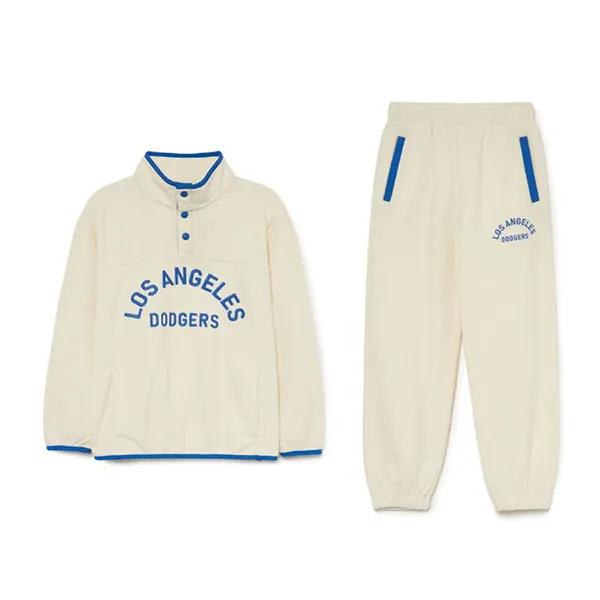 Bộ Quần Áo Nỉ Trẻ Em MLB Varsity Half-Zip MTM Set-Up LA 7AS2BV336-07CRS Màu Kem