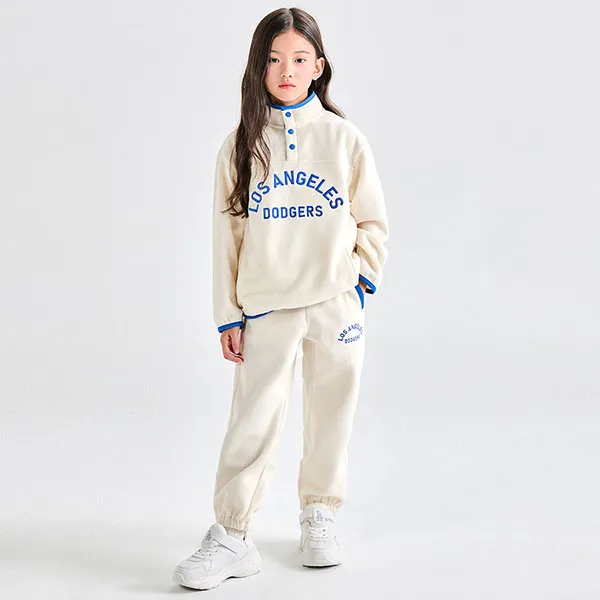 Bộ Quần Áo Nỉ Trẻ Em MLB Varsity Half-Zip MTM Set-Up LA 7AS2BV336-07CRS Màu Kem