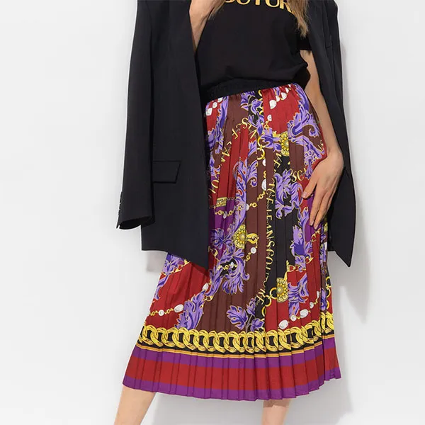 Chân Váy Nữ Versace Jean Couture Multicolour Quilted Skirt 75HAE8A5 NS347 G51 Phối Màu Size 42