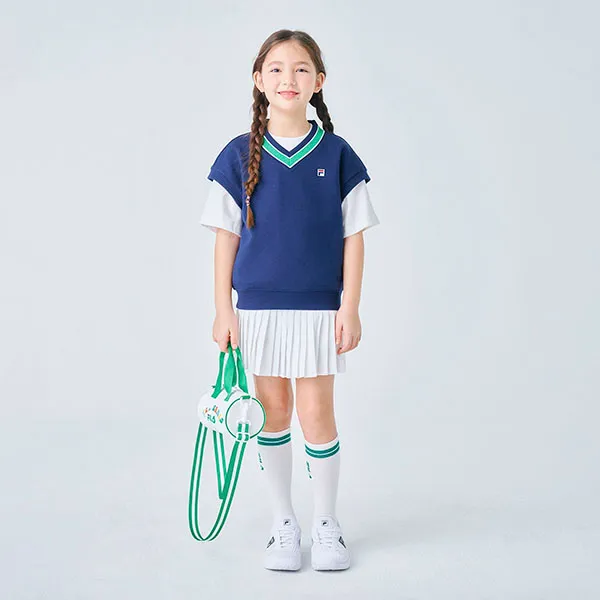 Chân Váy Trẻ Em Fila Tennis Line Pleats Skirt FK2SKF1201F-OWH Màu Trắng - 1