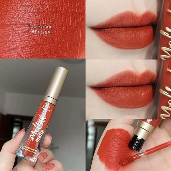 Combo Trang Điểm Too Faced 3 Món (Son Melted Matte Liquified, Phấn Bắt Sáng Highlighting Palette, Cọ Trang Điểm Mr. Chiseled Contouring Brush)