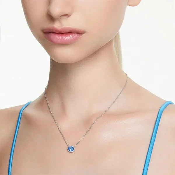Dây Chuyền Nữ Swarovski Constella Necklace, Oval Cut, Blue, Rhodium Plated 5671809 Màu Xanh Blue - Trang sức - Vua Hàng Hiệu