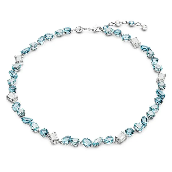 Dây Chuyền Nữ Swarovski Gema Necklace Mixed Cuts, Blue, Rhodium Plated 5666007 Màu Xanh Blue - Trang sức - Vua Hàng Hiệu