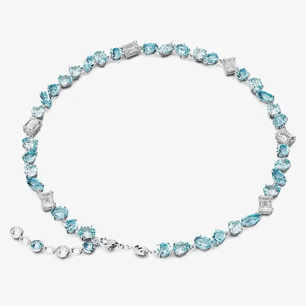 Dây Chuyền Nữ Swarovski Gema Necklace Mixed Cuts, Blue, Rhodium Plated 5666007 Màu Xanh Blue - Trang sức - Vua Hàng Hiệu
