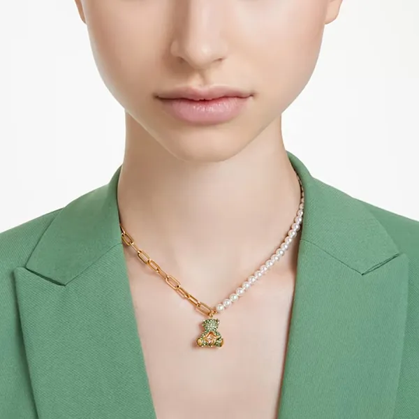 Dây Chuyền Nữ Swarovski Teddy Pendant Crystal Pearl, Bear, Multicolored, Gold-Tone Plated 5669162 Màu Xanh Green - Trang sức - Vua Hàng Hiệu