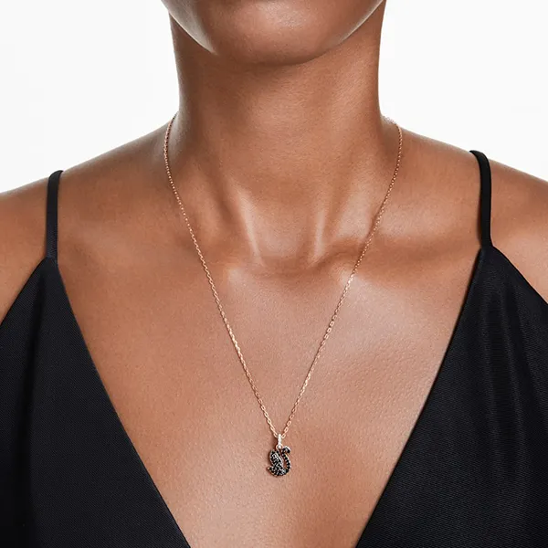 Dây Chuyền Nữ Swarovski Swan Pendant Swan, Small, Black, Rose Gold-Tone Plated 5678046 Màu Đen - Trang sức - Vua Hàng Hiệu