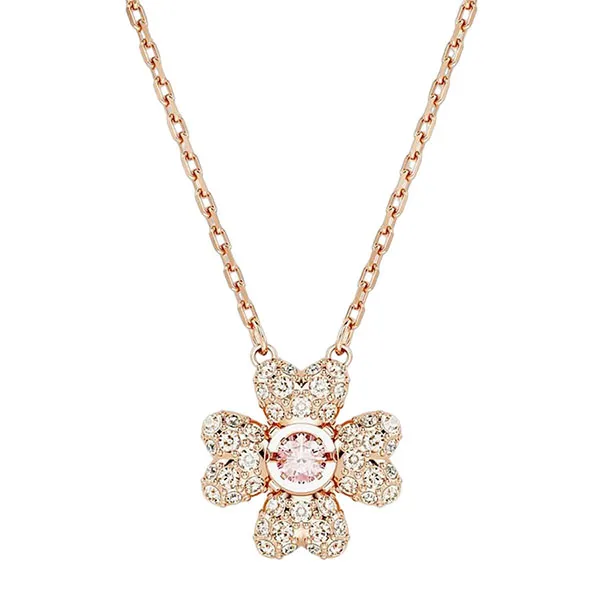 Dây Chuyền Nữ Swarovski Idyllia Pendant Clover, White, Rose Gold-Tone Plated 5674211 Màu Vàng Hồng