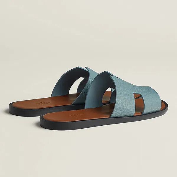 Dép Hermès Izmir Sandal Epsom Gris Antarctique Amourette Màu Xanh/Nâu Size 41 - Dép - Vua Hàng Hiệu