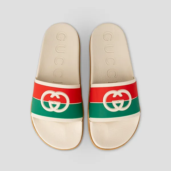 Dép Nam Gucci Interlocking G Red & Green 655265 Phối Màu