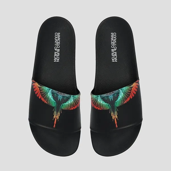 Dép Nam Marcelo Burlon Black With Multicolor Wings Printed CMIC001S23PLA002 1084 Màu Đen - Dép - Vua Hàng Hiệu