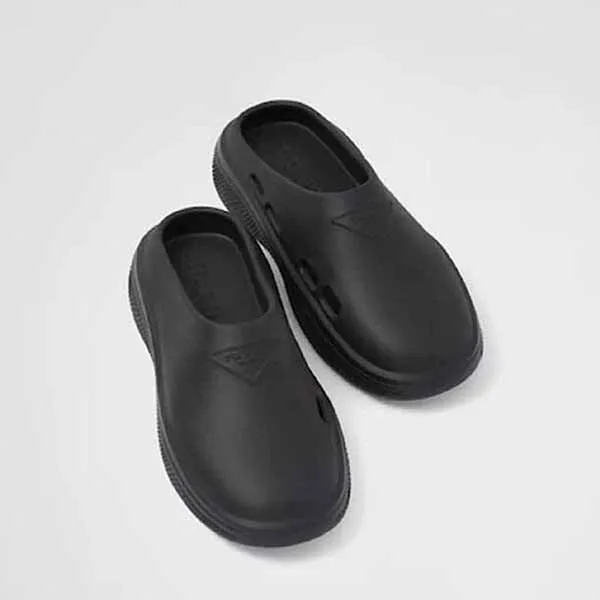 Dép Sục Nam Prada Mellow Logo Embellished Slides Màu Đen - Dép - Vua Hàng Hiệu