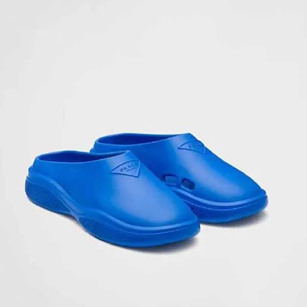Dép Sục Nam Prada Mellow Logo-Embellished Slides Màu Xanh Blue - Dép - Vua Hàng Hiệu