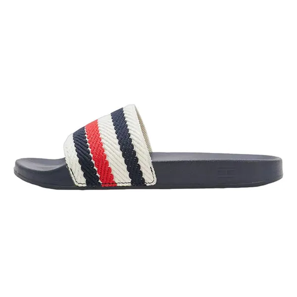 Dép Tommy Hilfiger Logo Stripe Pool Space Blue FW0715 Màu Xanh Navy Size 36