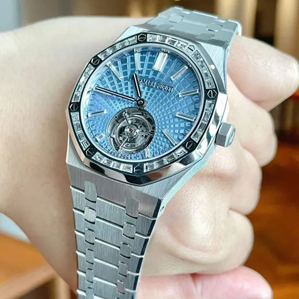 Đồng Hồ Nam Audemars Piguet Royal Oak Self-Winding Flying Tourbillon Platinum / Baguette / Ice Blue 6535PT.ZZ.1220PT.01 Màu Xanh - Đồng hồ - Vua Hàng Hiệu