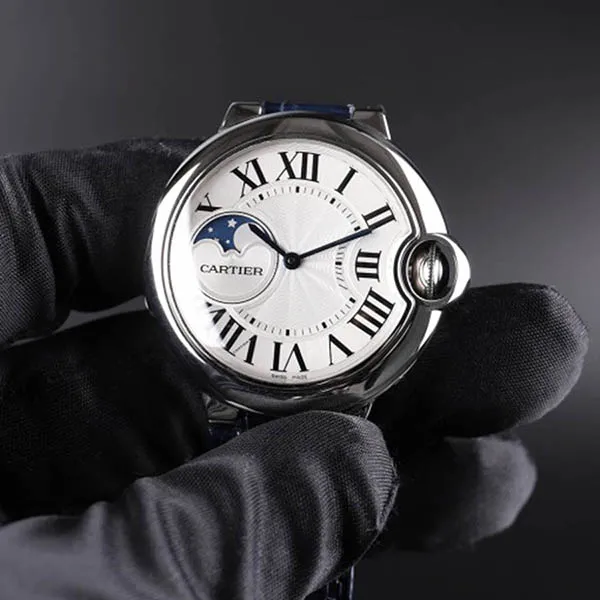 Đồng Hồ Nam Cartier Ballon Bleu De Moonphase WSBB0020 37mm Màu Bạc Xanh