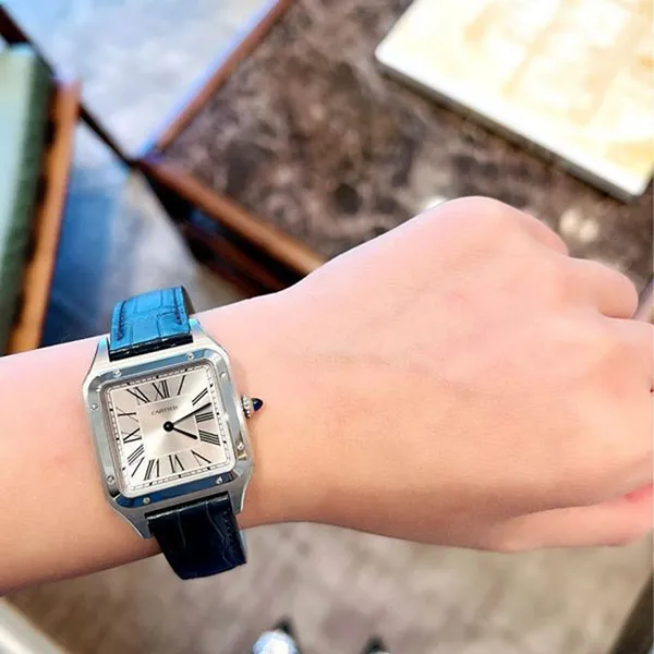 Đồng Hồ Nữ Cartier Santos Dumont Steel WSSA0022 31.4mm Màu Bạc Xanh - Đồng hồ - Vua Hàng Hiệu
