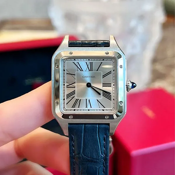 Đồng Hồ Nữ Cartier Santos Dumont Steel WSSA0022 31.4mm Màu Bạc Xanh - Đồng hồ - Vua Hàng Hiệu