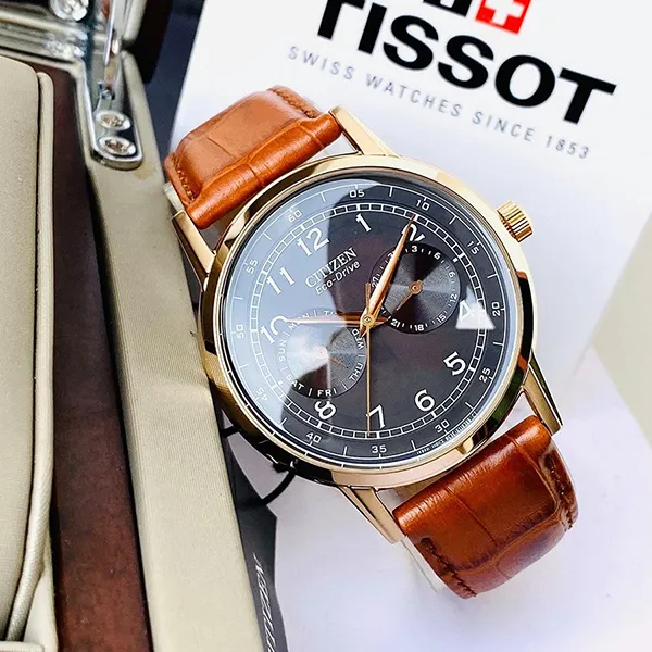 Đồng Hồ Nam Citizen Eco-Drive AO9003-08E Brown Leather Watch Màu Nâu - Đồng hồ - Vua Hàng Hiệu