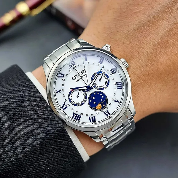 Đồng Hồ Nam Citizen Eco-Drive Moonphase AP1050-81A Màu Bạc