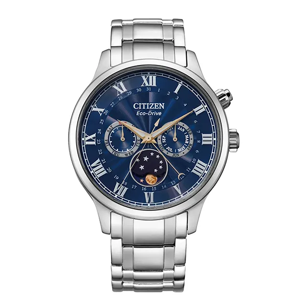 Đồng Hồ Nam Citizen Eco-Drive Moonphase AP1050-81L Màu Xanh Bạc