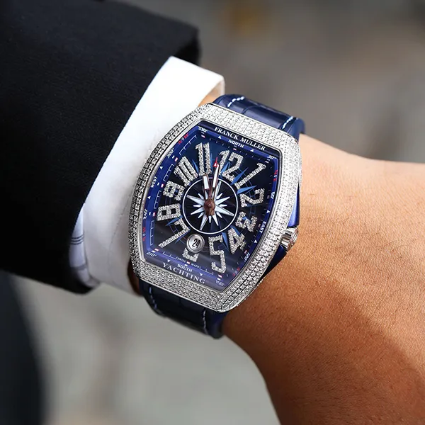 Đồng Hồ Nam Franck Muller V41 Steel Diamond Yachting Màu Xanh Lam