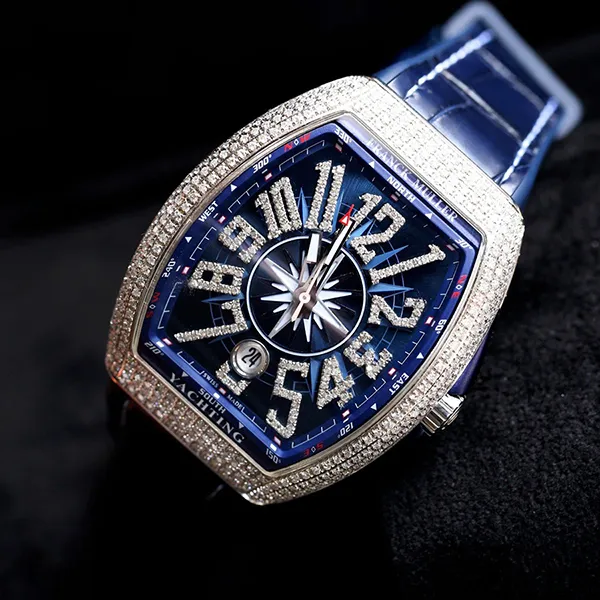 Đồng Hồ Nam Franck Muller V41 Steel Diamond Yachting Màu Xanh Lam