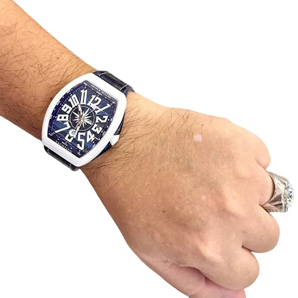 Đồng Hồ Nam Franck Muller Vanguard V45 White Ceramic Màu Xanh Dương