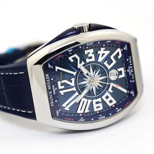 Đồng Hồ Nam Franck Muller Vanguard V45 White Ceramic Màu Xanh Dương