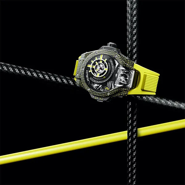 Đồng Hồ Nam Hublot MP-09 Tourbillon BI-Axis Yellow 3D Carbon Watch 909.QDG.1120.RX Màu Vàng