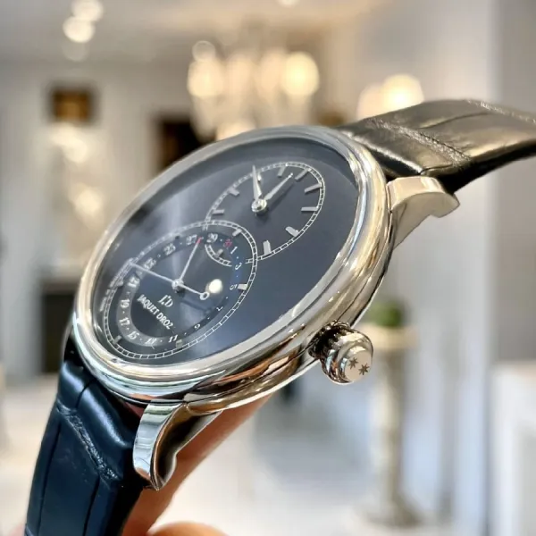 Đồng Hồ Nam Jaquet Droz Grande Seconde Quantième Satin-Brushed Blue J007030249 Màu Xanh Navy - Đồng hồ - Vua Hàng Hiệu