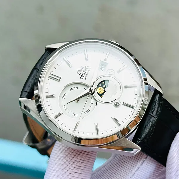 Đồng Hồ Nam Orient Sun & Moon Automatic White Dial Men Watch RA-AK0310S10B Màu Trắng Đen