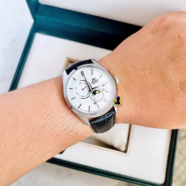 Đồng Hồ Nam Orient Sun & Moon Automatic White Dial Men Watch RA-AK0310S10B Màu Trắng Đen