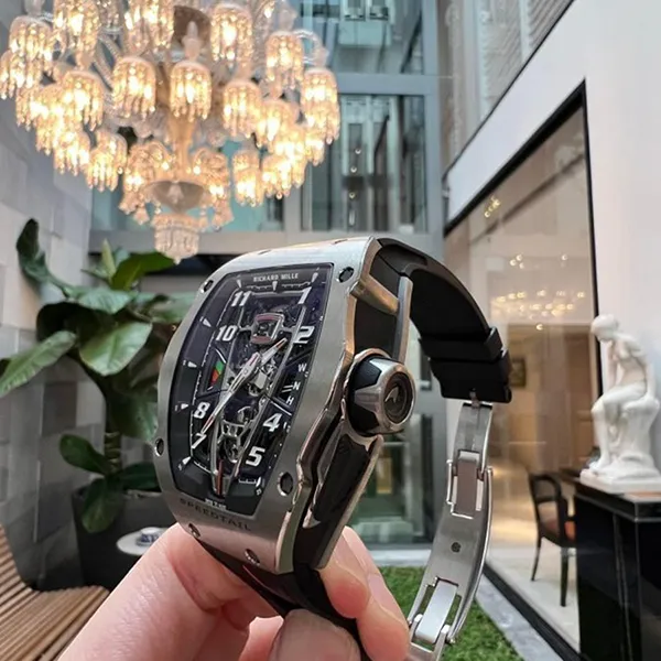 Đồng Hồ Nam Richard Mille Automatic Winding Tourbillon McLaren Speedtail RM 40-01 Màu Đen Xám