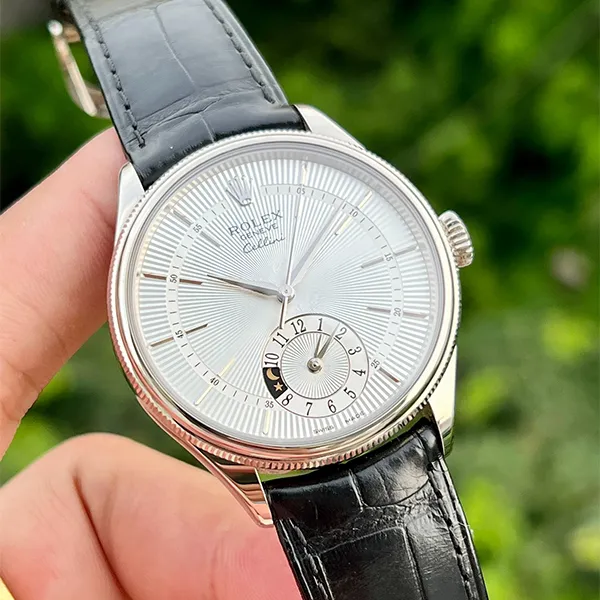 Đồng Hồ Nam Rolex Cellini Dual Time 39mm White Gold Silver 50529-0009 Màu Đen Bạc - Đồng hồ - Vua Hàng Hiệu