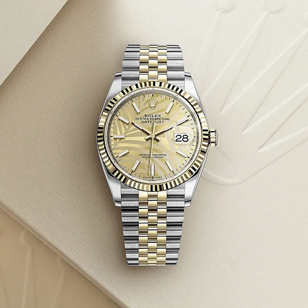 Đồng Hồ Nam Rolex Datejust 36mm 126233-0037 Palm Màu Demi (Vàng - Bạc)